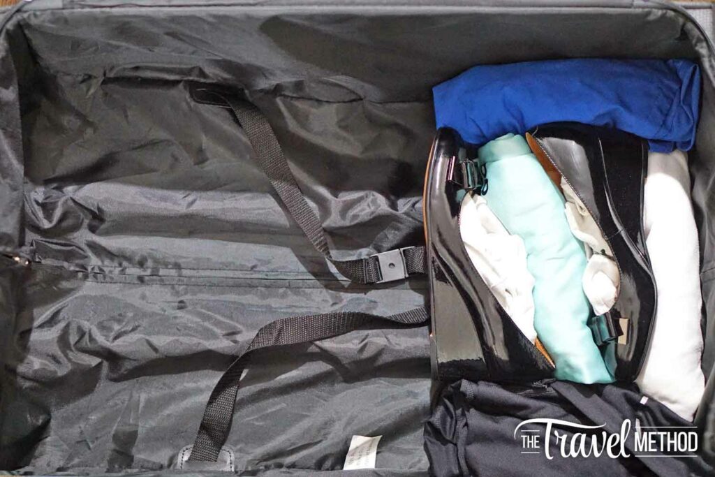 Using the inside of the shoes as a packing hack