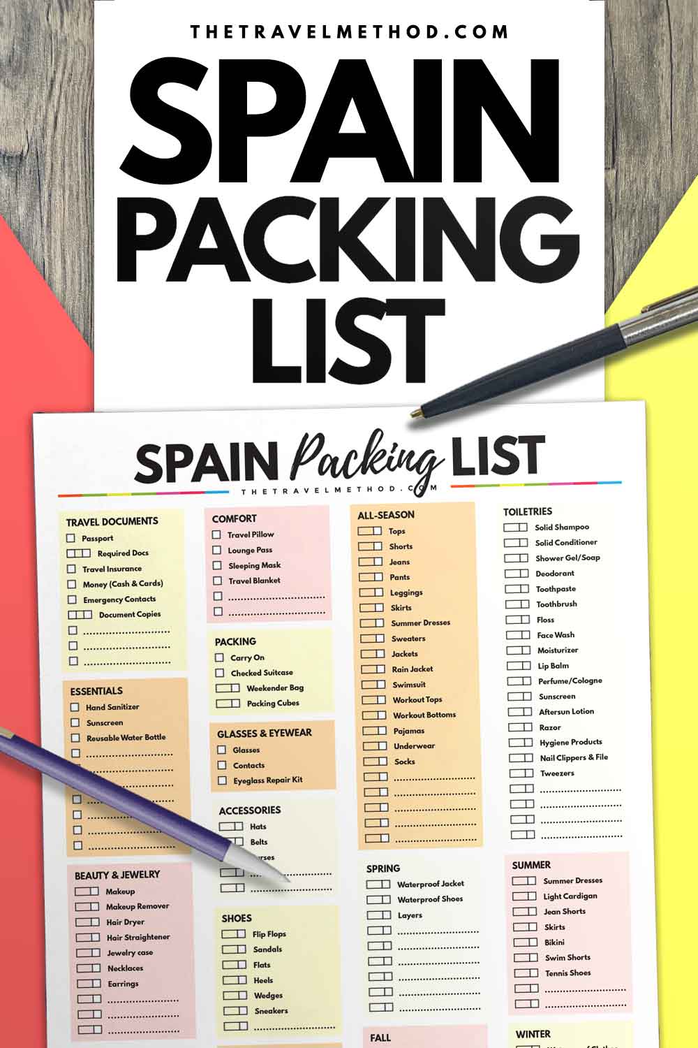 Spain packing list with downloadable pdf checklist the travel method